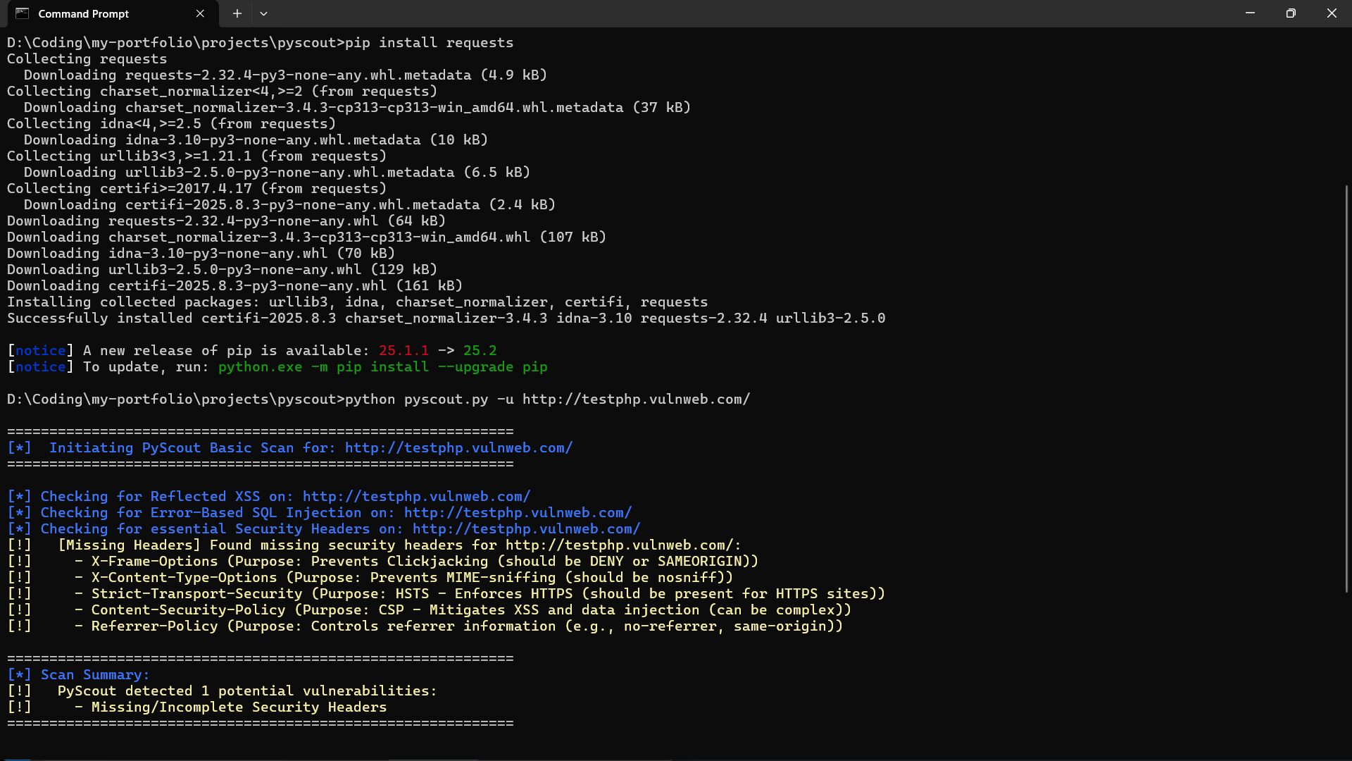 PyScout Screenshot
