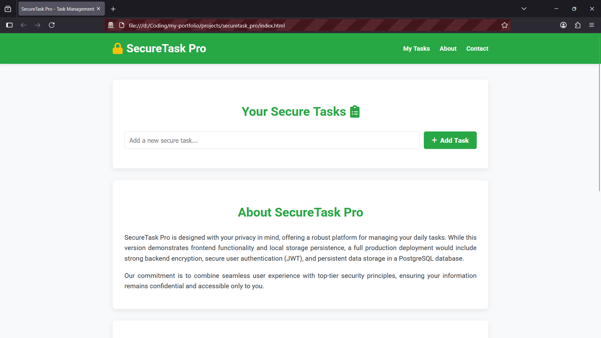SecureTask Pro Screenshot